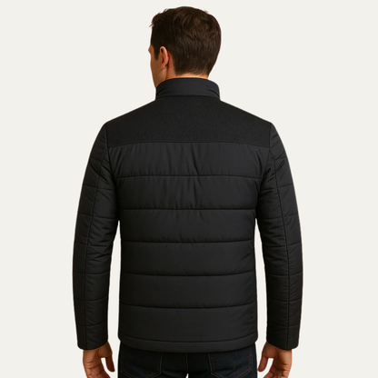 Warm Mens Padded Zip Up Jacket with Fleece Shoulder