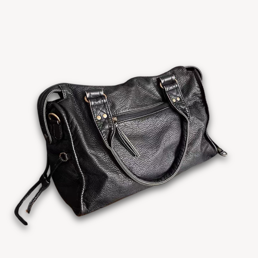 Classic Black Tote Handbag with Zip Pocket