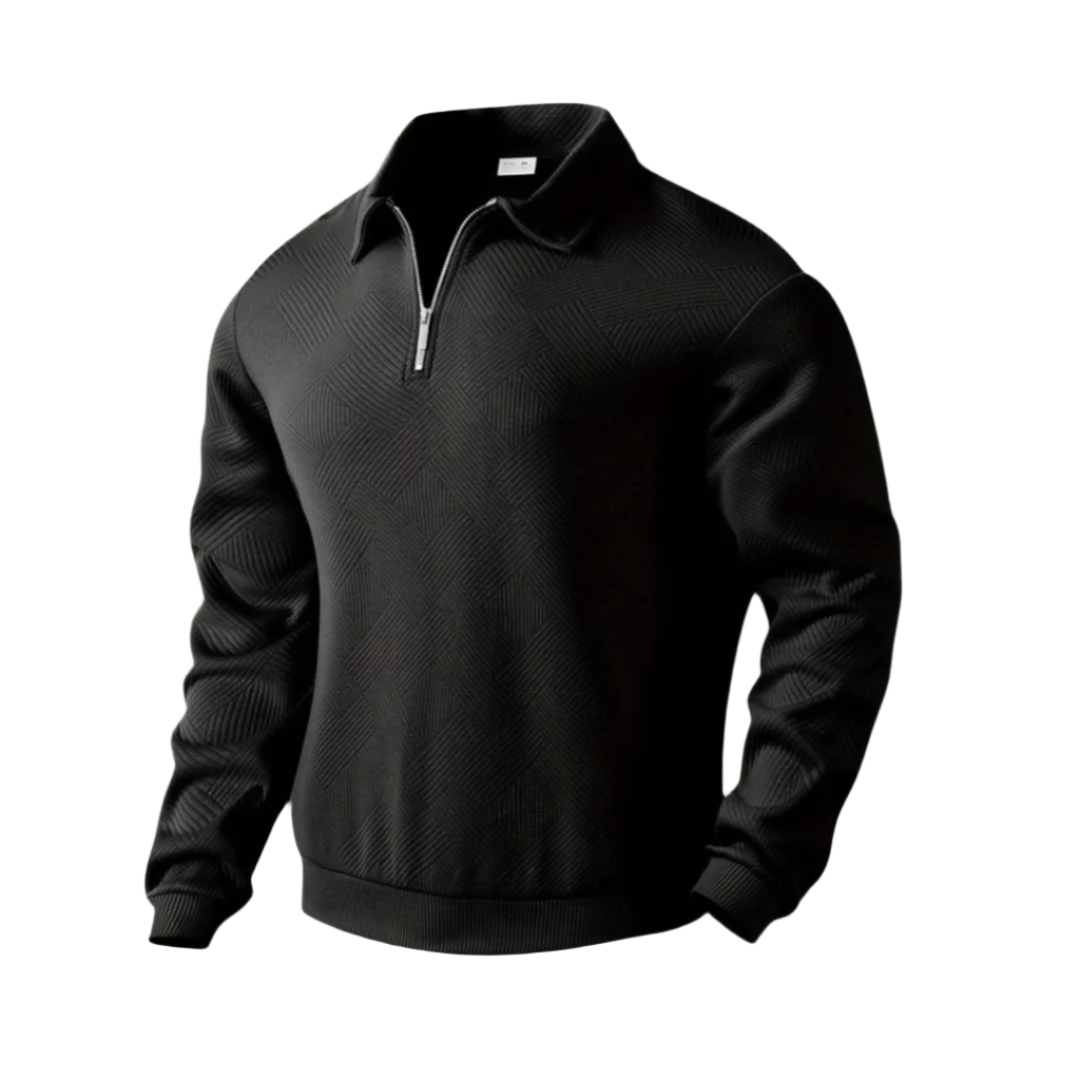 Warm Crew Neck Quarter Zip Sweater for Men