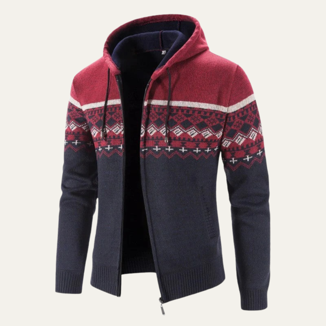 Men's Stripe Quilted Hoodie Zip Up Jacket - OutfitLondon