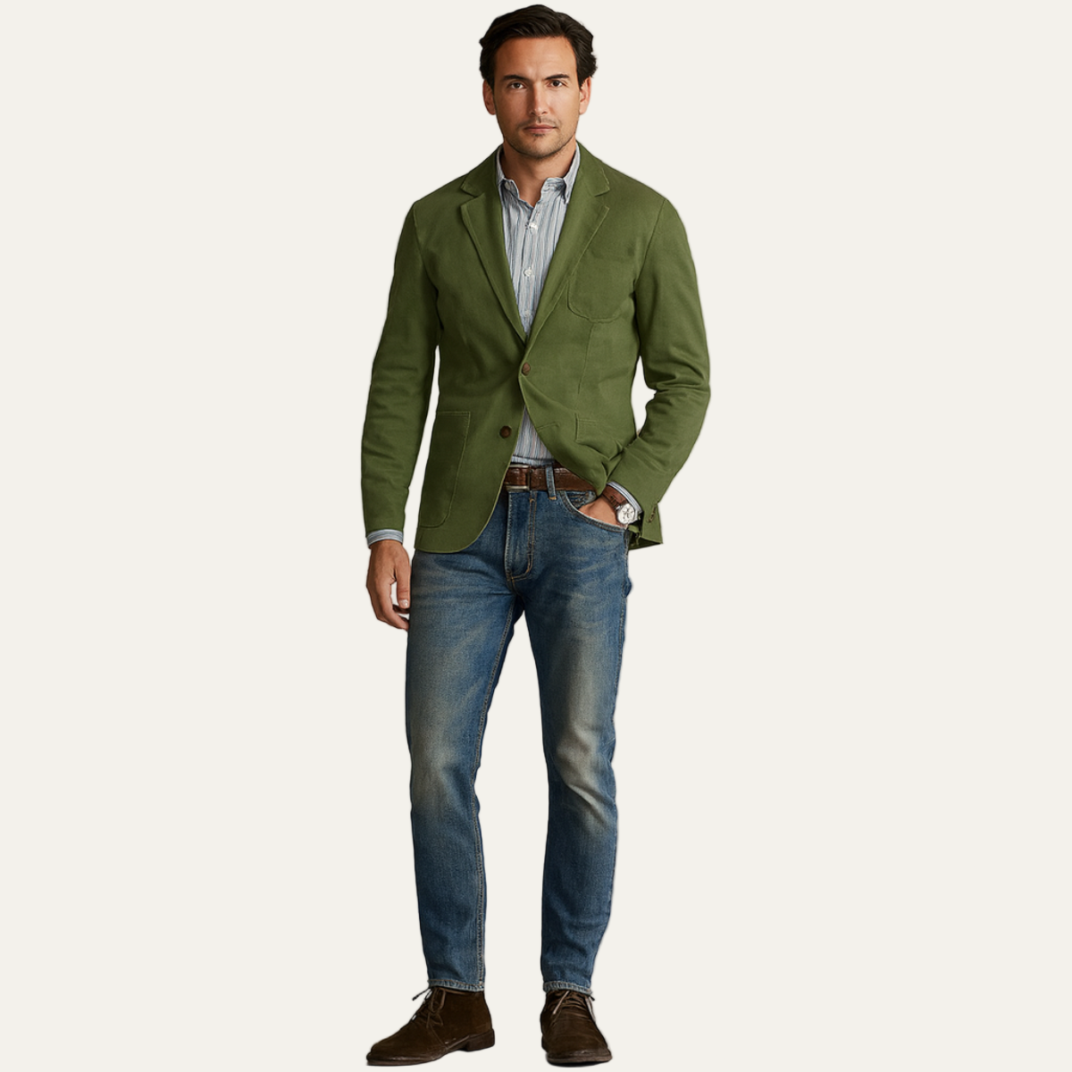 Relaxed Fit Men's Classic Cotton Blazer - OutfitLondon