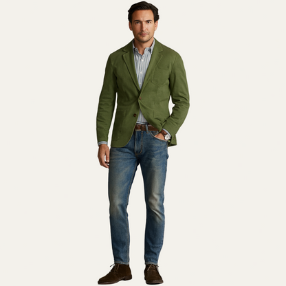 Relaxed Fit Men's Classic Cotton Blazer - OutfitLondon
