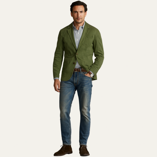 Relaxed Fit Men's Classic Cotton Blazer - OutfitLondon