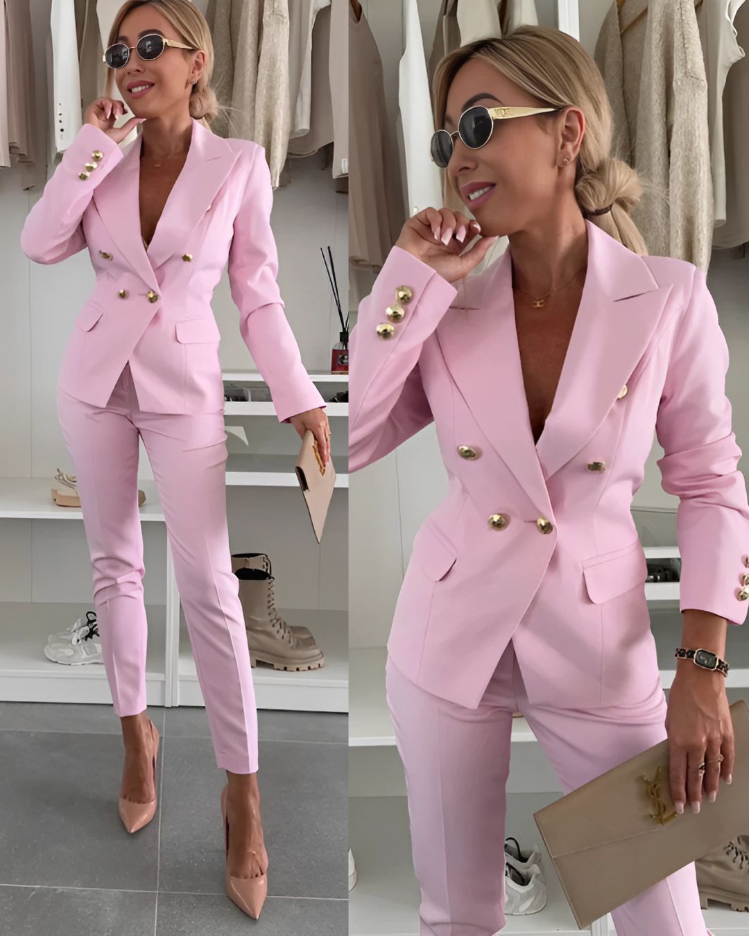 Classic Two-Button Ladies Business Suit