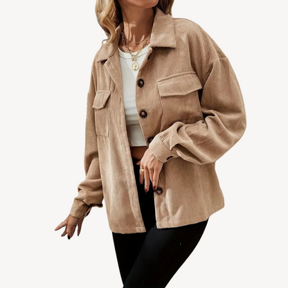 Ladies Classic Button Front Cord Jacket - OutfitLondon