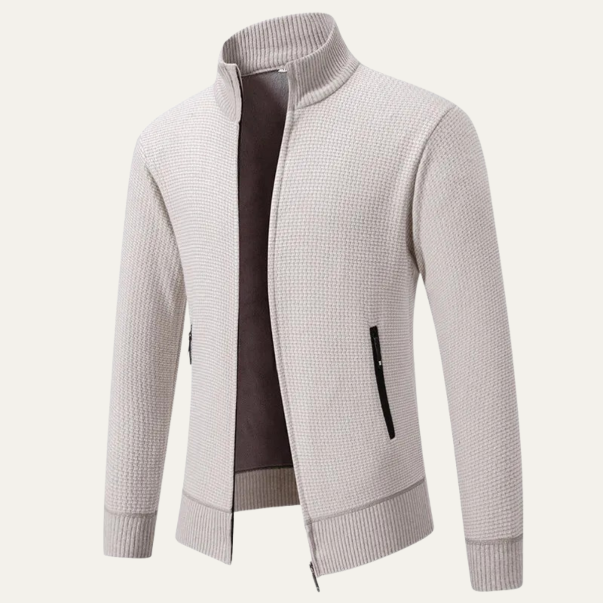 Relaxed Fit Men's Knit Zipper Cardigan Sweater