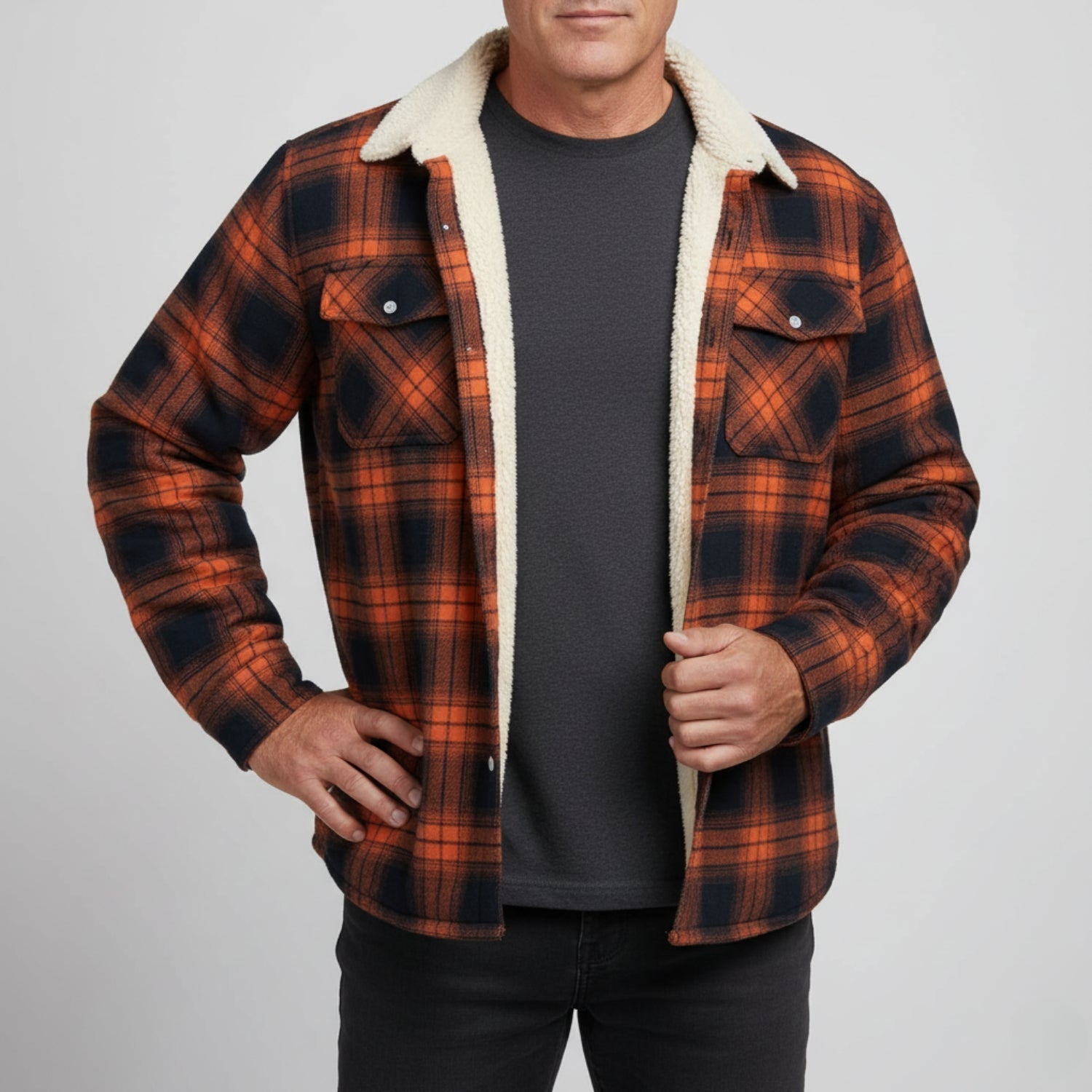 Classic Plaid Button Down Winter Coat - OutfitLondon