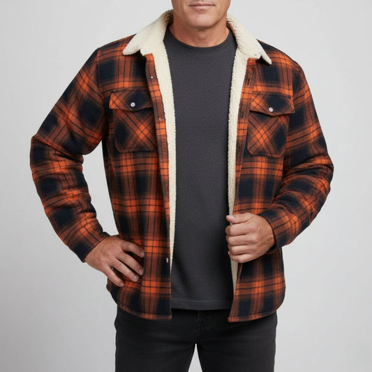 Classic Plaid Button Down Winter Coat - OutfitLondon