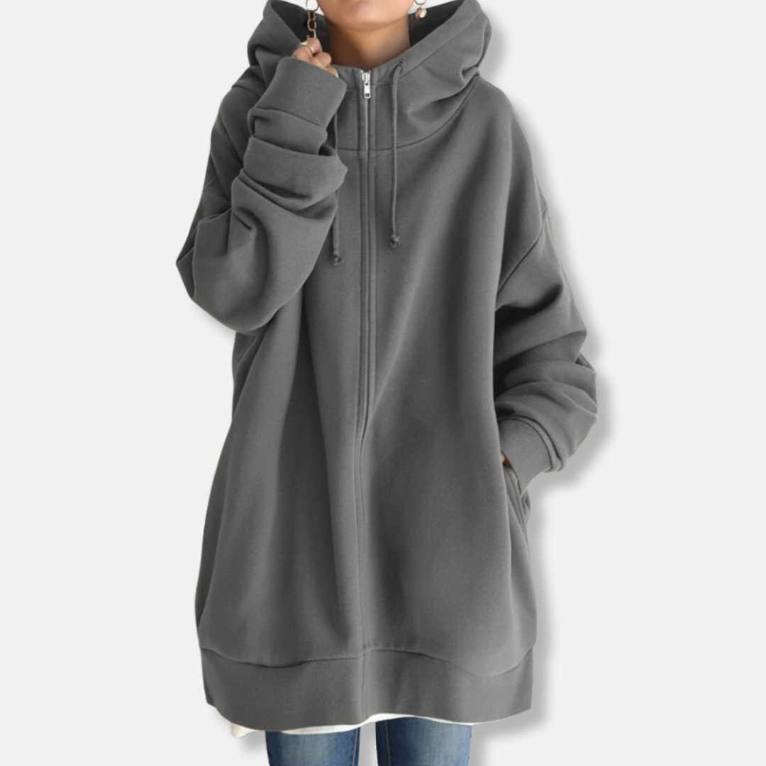 Relaxed Fit Women's Zip Up Hooded Sweatshirt - OutfitLondon