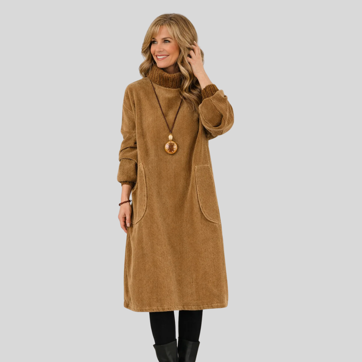 Women's Classic Turtleneck Dress - OutfitLondon
