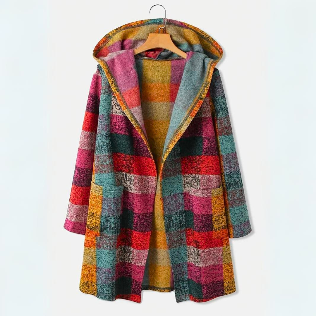 Warm Women's Plaid Hoodie Sweater Jacket