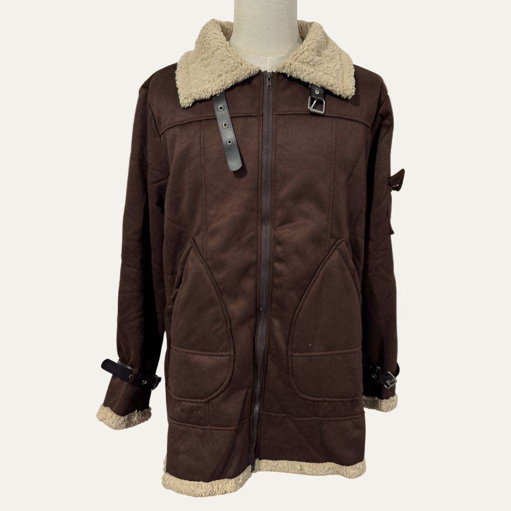 Men's Faux Fur Lined Leather Biker Jacket - OutfitLondon