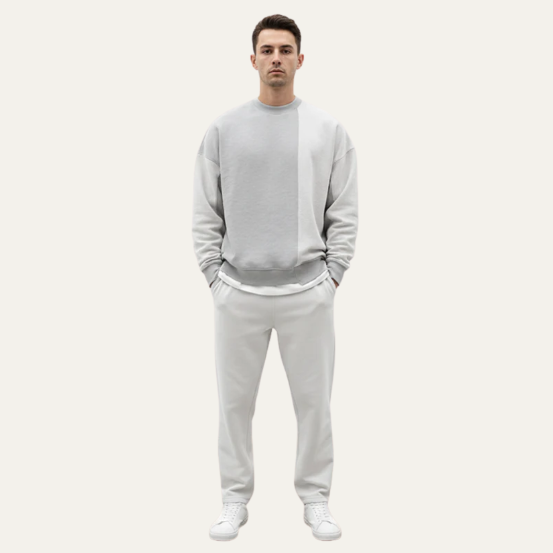 Relaxed Fit Crew Neck Sweatshirt With Raw Edge Detail - OutfitLondon