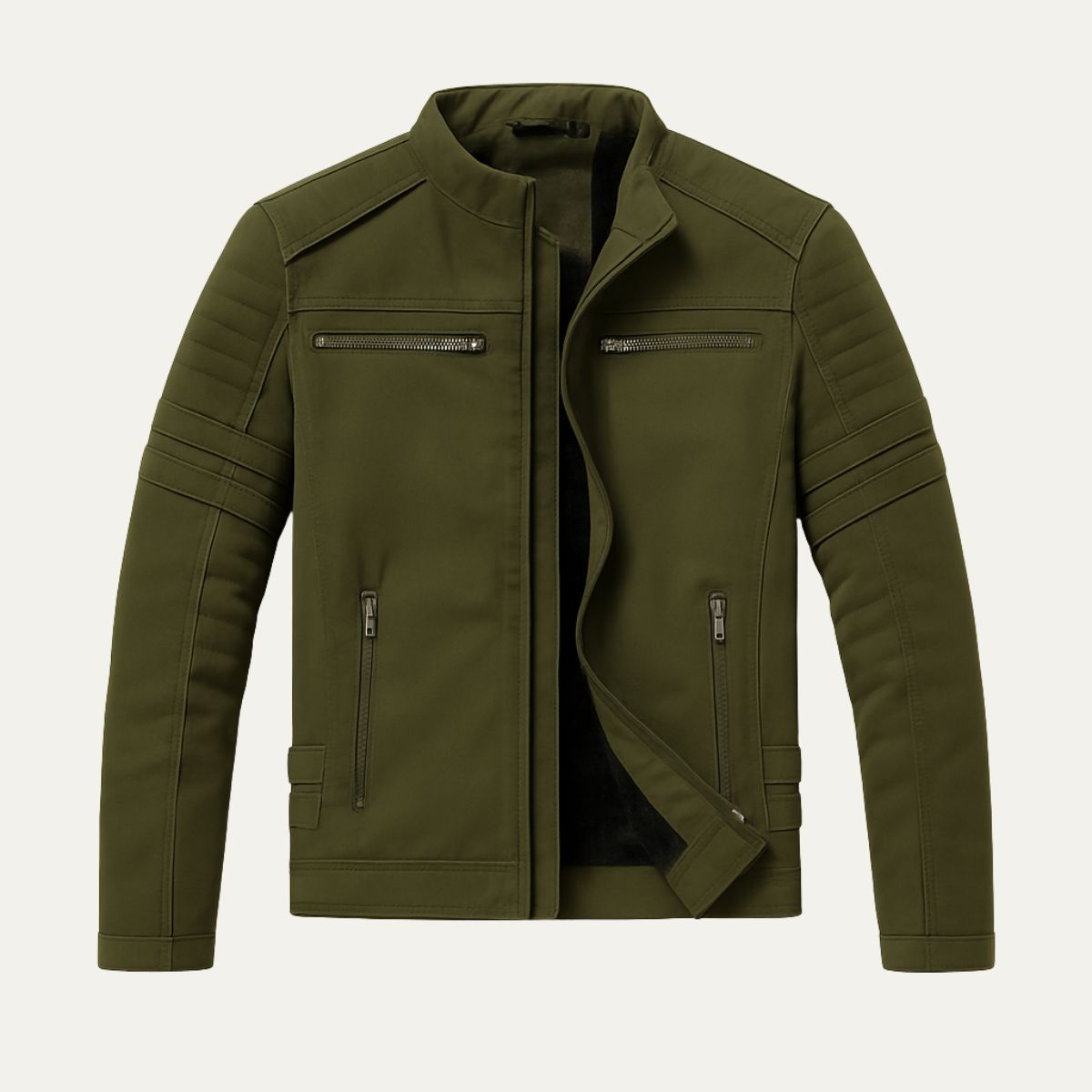Classic Mens Genuine Leather Biker Jacket