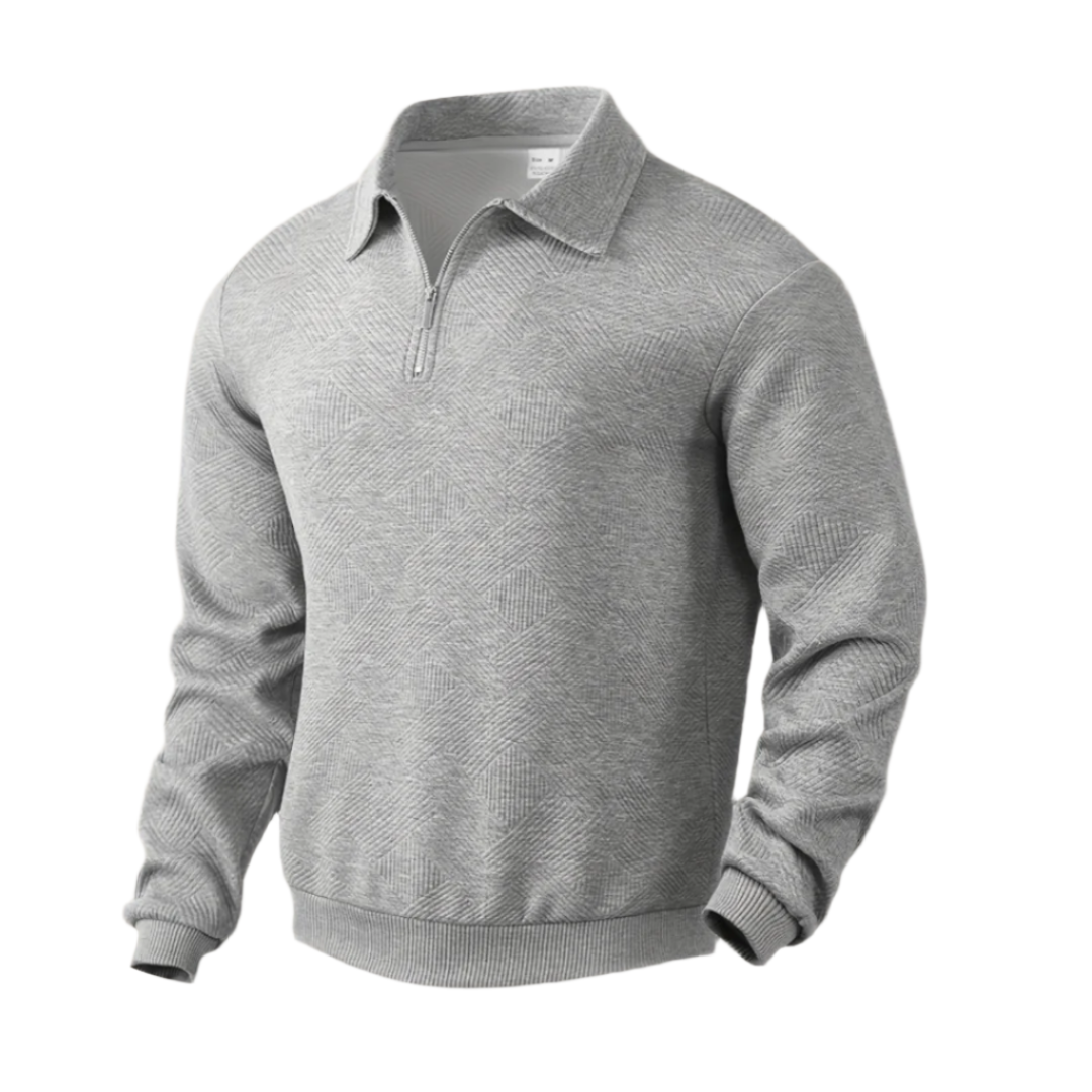 Warm Crew Neck Quarter Zip Sweater for Men