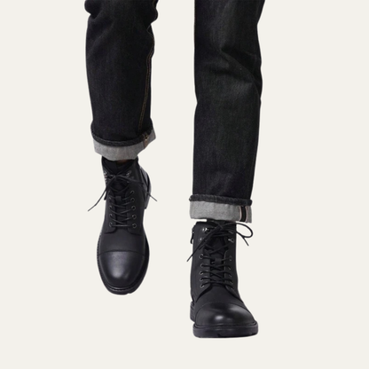 Tough Leather Lace Up Military Ankle Boots