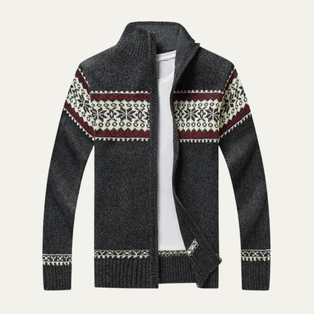 Warm Winter Cable Knit Mens Cardigan Sweater - OutfitLondon