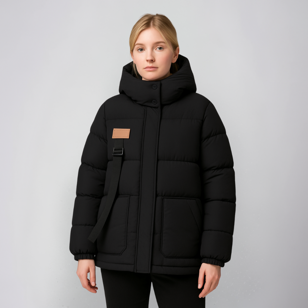 Warm Women's Parka Coat with Lace Details - OutfitLondon