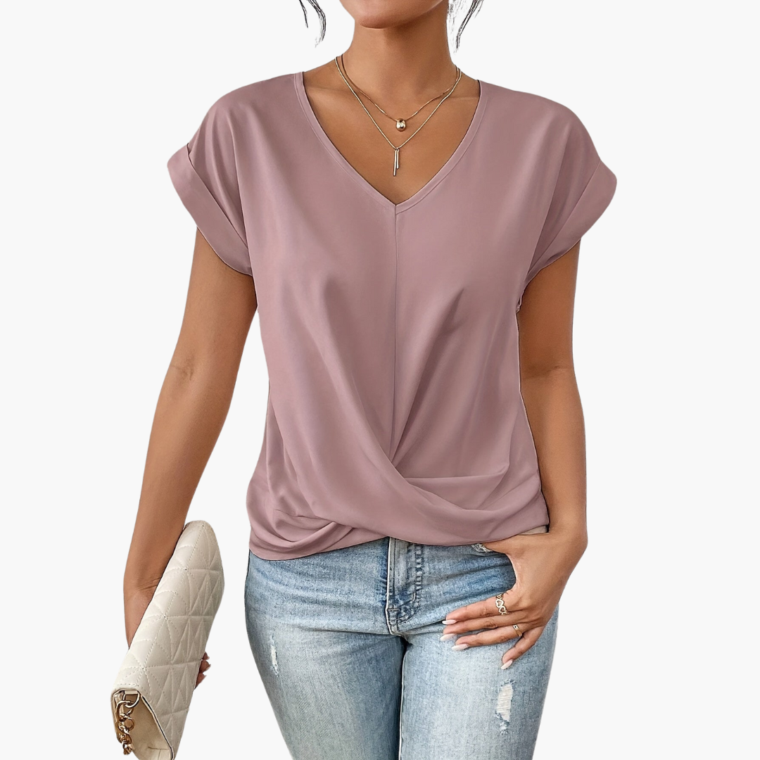 Relaxed Fit Womens Tee with Sweetheart Neckline - OutfitLondon