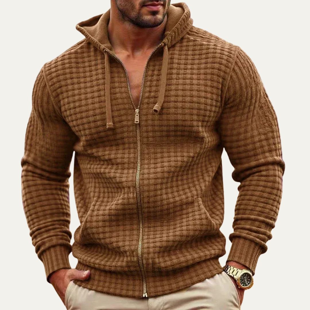 Men's Patterned Zip Up Hooded Sweatshirt