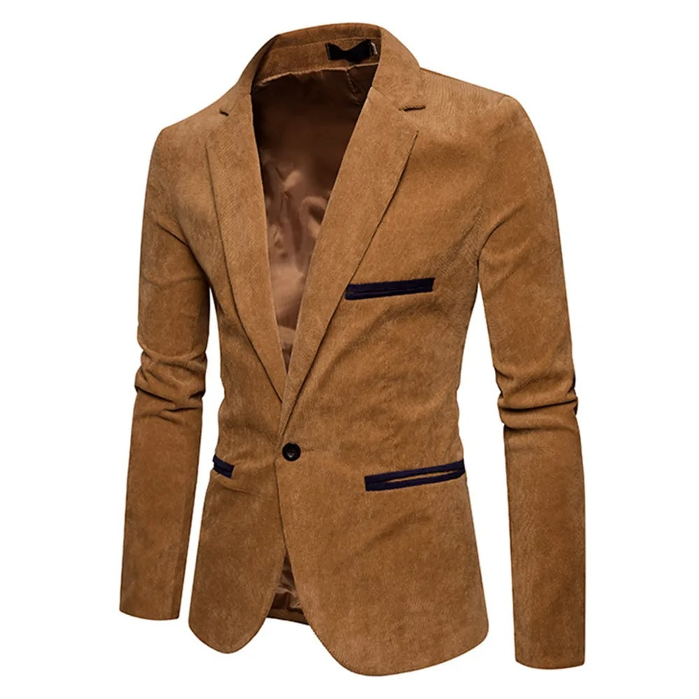 Timeless Single Button Fitted Corduroy Coat