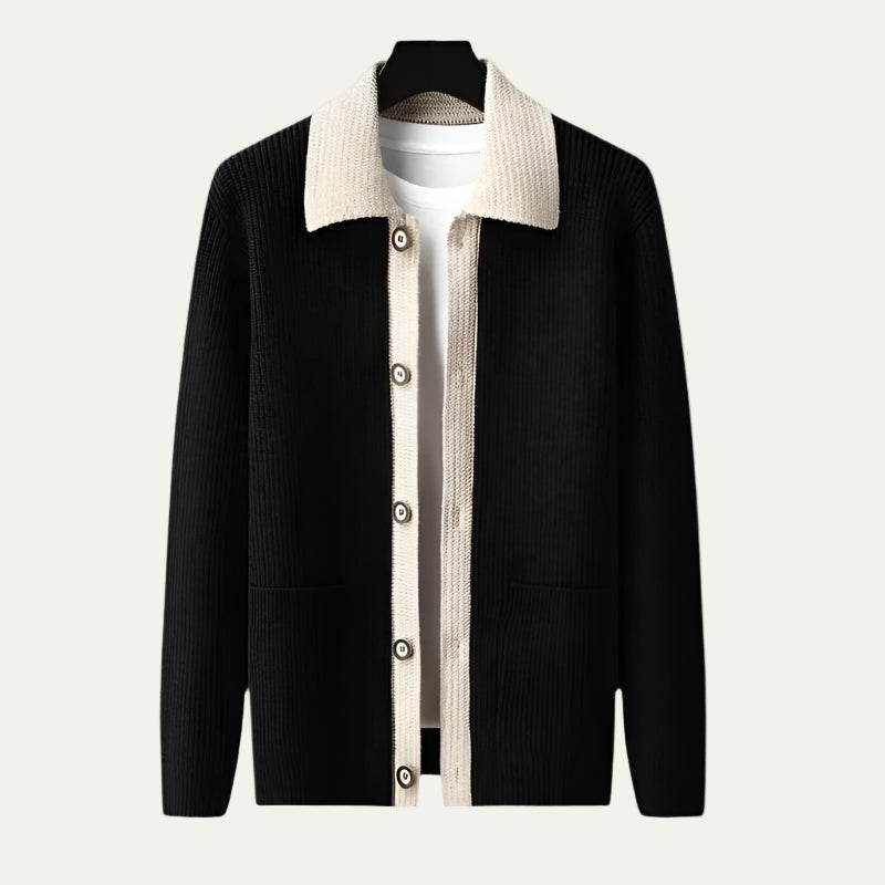 Men's Colorblock Button Cardigan Sweater