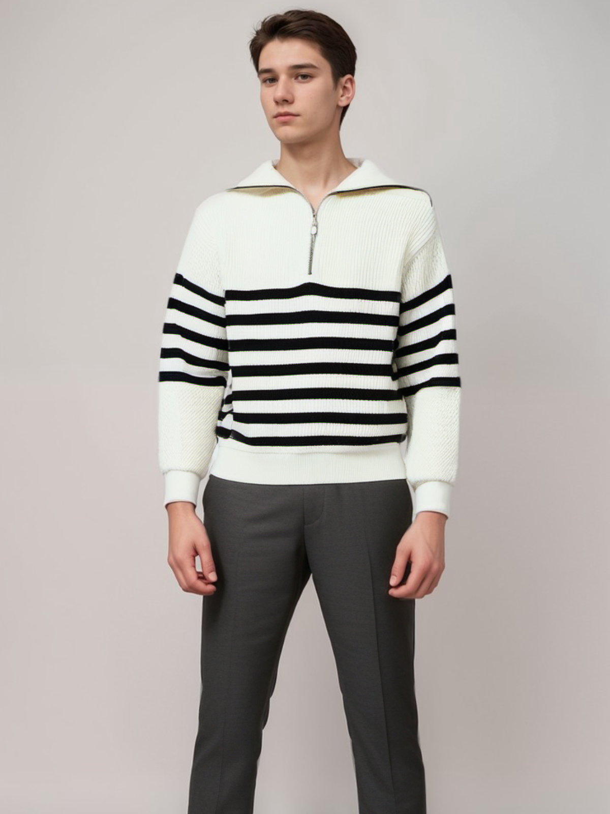 Cozy Mens Classic Stripe Crew Sweater