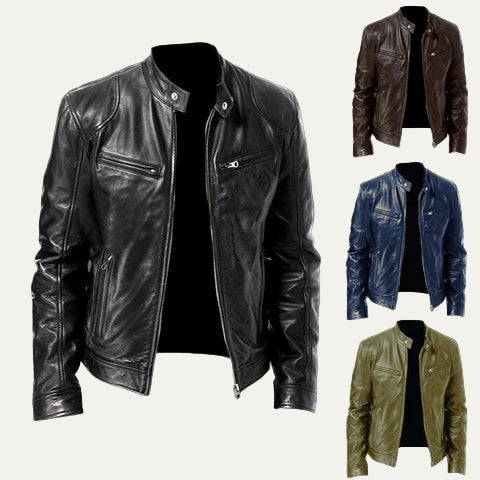 Vintage Style Biker Leather Jacket - OutfitLondon