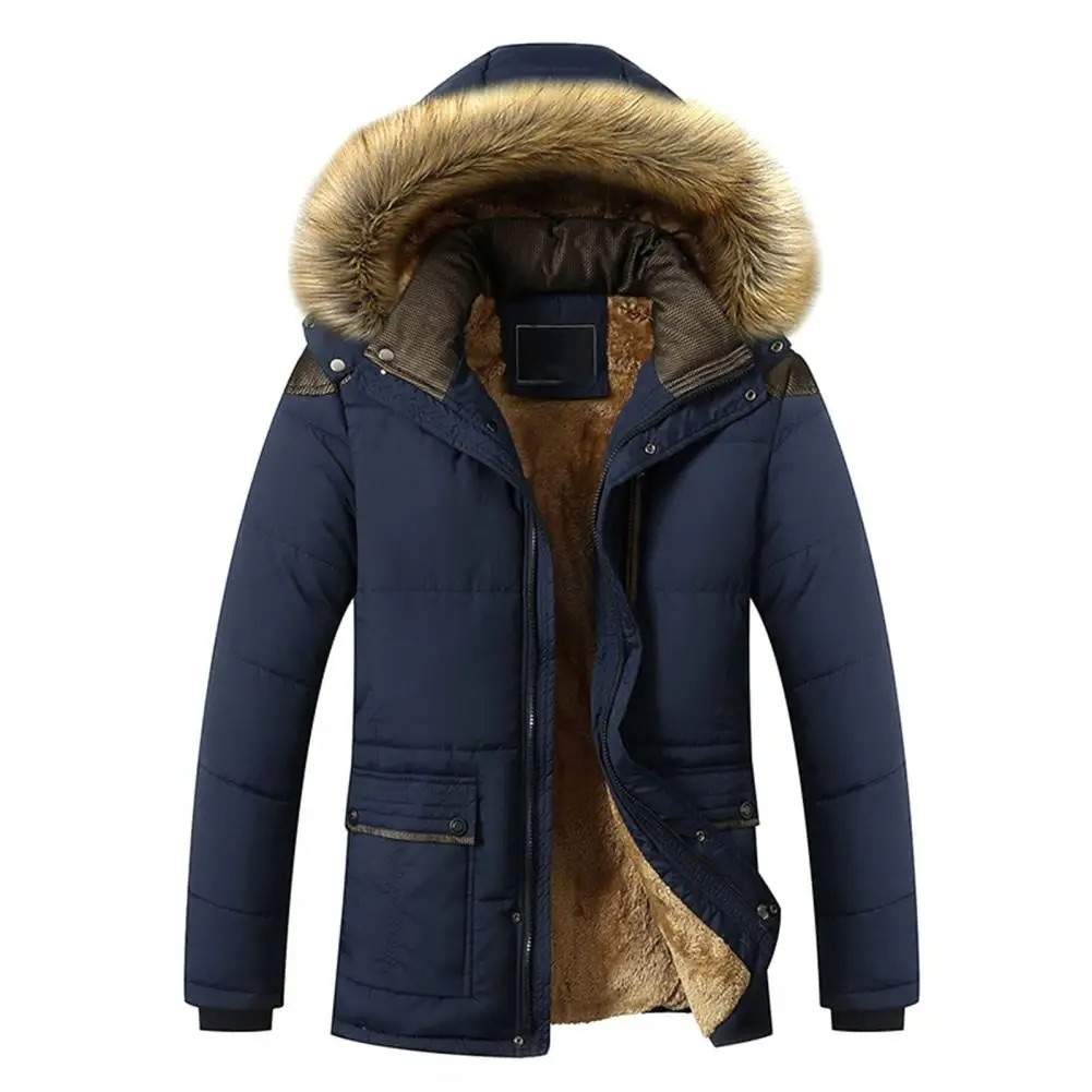 Insulated Mens Padded Jacket with Faux Fur Hood - OutfitLondon