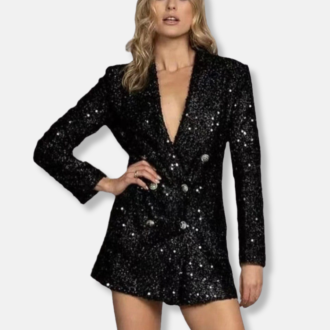 Luxury Satin Sequin Mini Dress - OutfitLondon