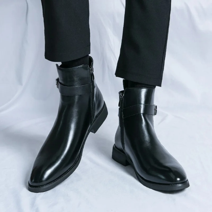 Men's Premium Leather Ankle Boots with Zipper and Grip Sole