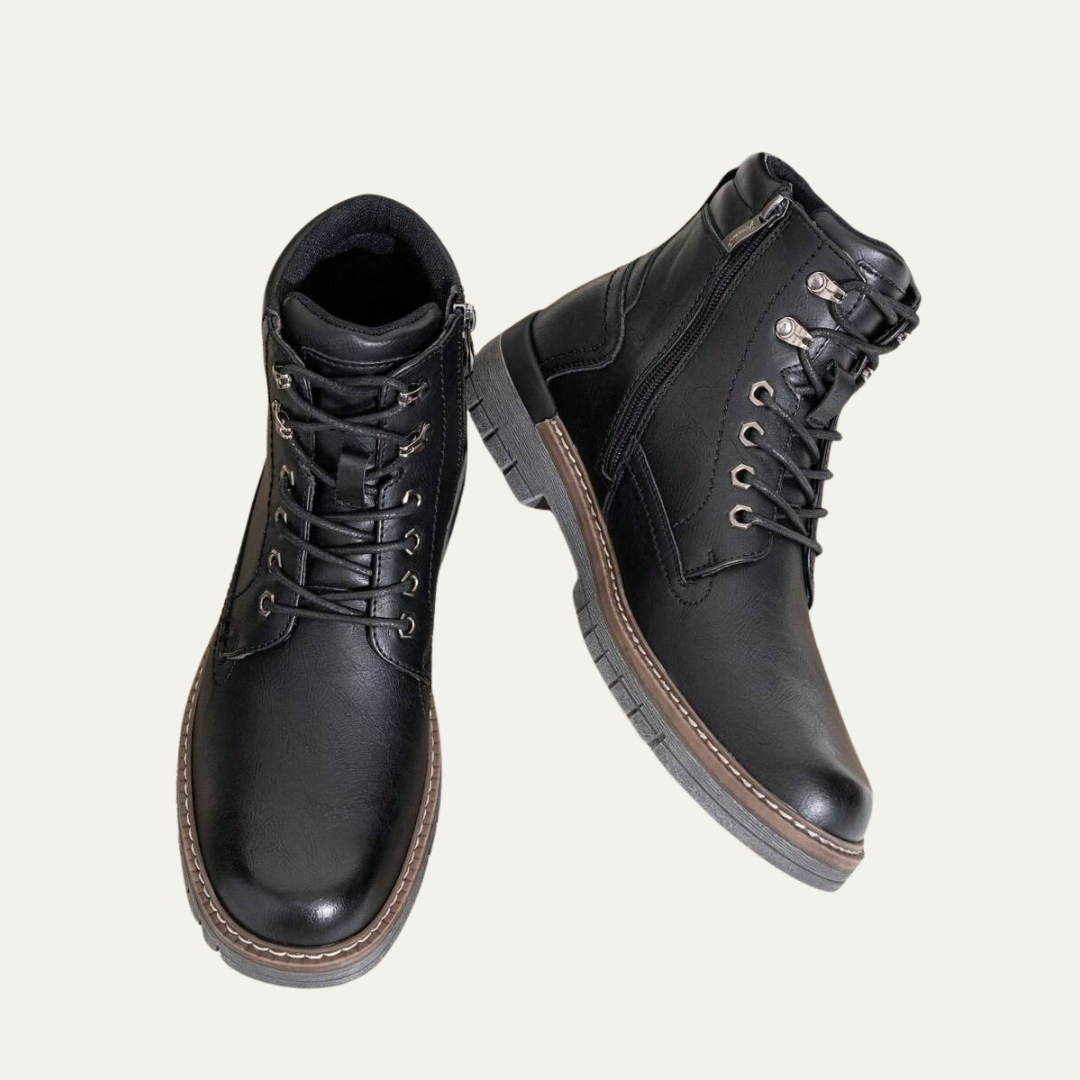 Tough Tactical Lace Up Ankle Boots with Rubber Sole - OutfitLondon