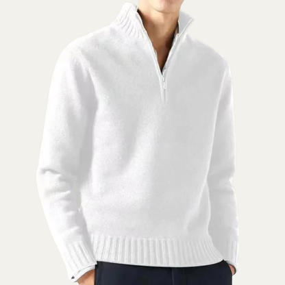 Men's Textured Crew Neck Quarter Zip Jumper