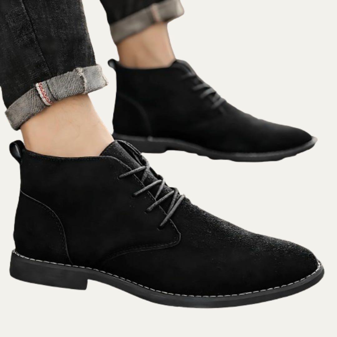 Men's Leather Style Simple Ankle Boots - OutfitLondon