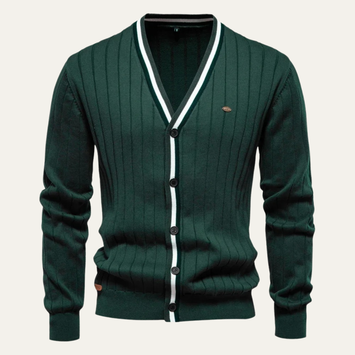 Men's Classic Crew Neck Striped Sweater Cardigan - OutfitLondon
