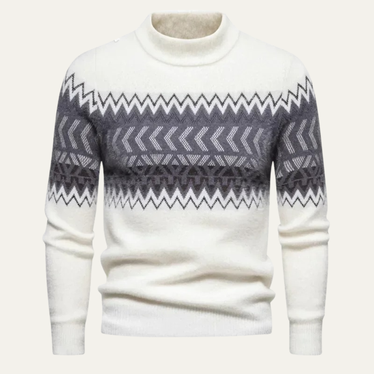 Warm Mens Patterned Crew Neck Sweater - OutfitLondon