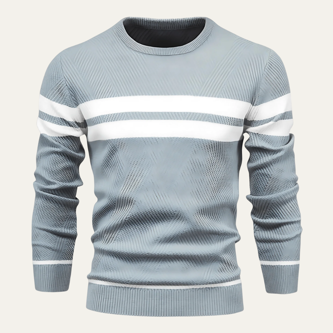 Classic Two Tone Crew Neck Knit Sweater - OutfitLondon