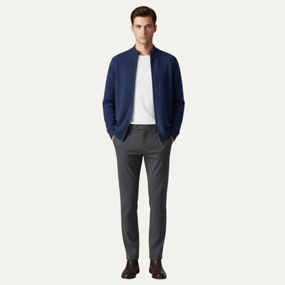 Men's Warm Zip Up Knitted Jacket Cardigan - OutfitLondon