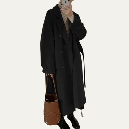 Ladies Classic Tailored Long Coat - OutfitLondon