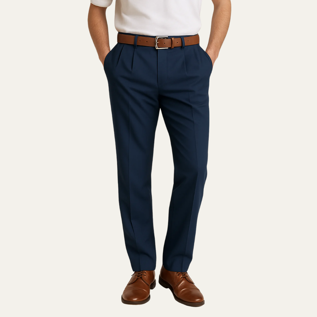 Men's Traditional Flat Front Dress Pants - OutfitLondon