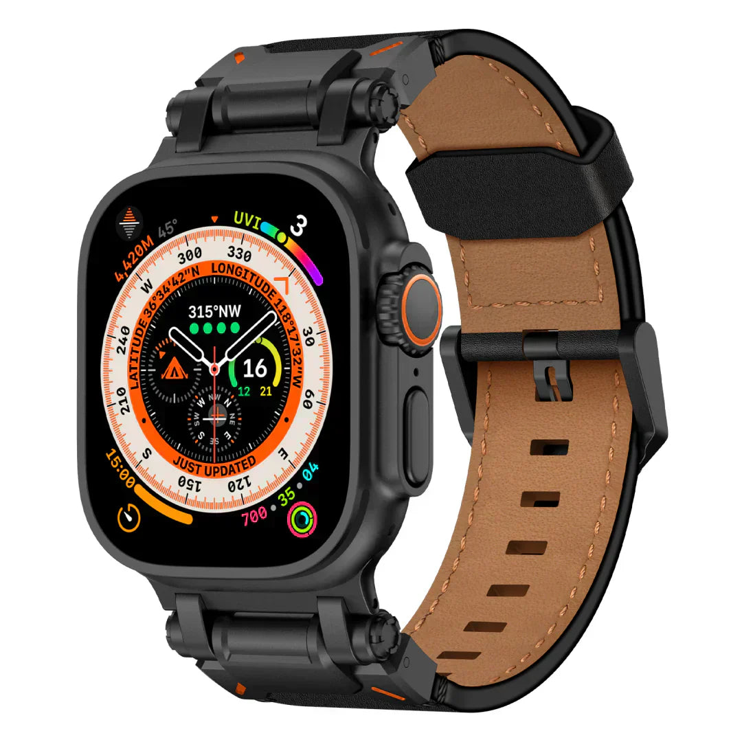 Genuine Leather Strap for Apple Watch with Silver Buckle