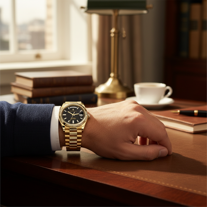 Men's Luxury Quartz Watch with Silver Strap