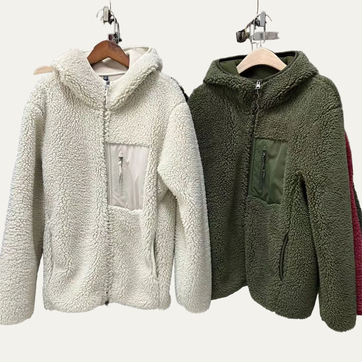 Warm Men's Fleece Hoodie Zip Up Jacket