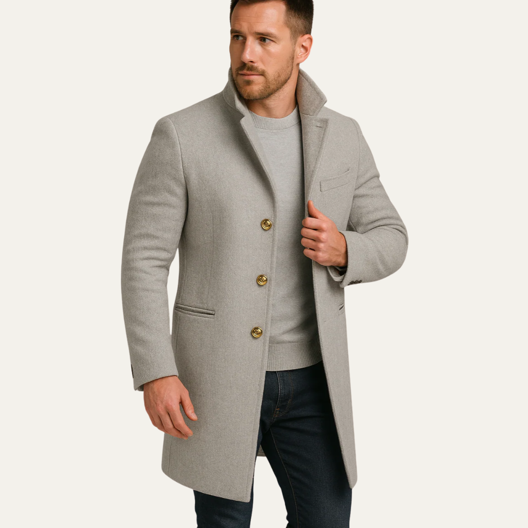 Classic Brown Button Overcoat for Men