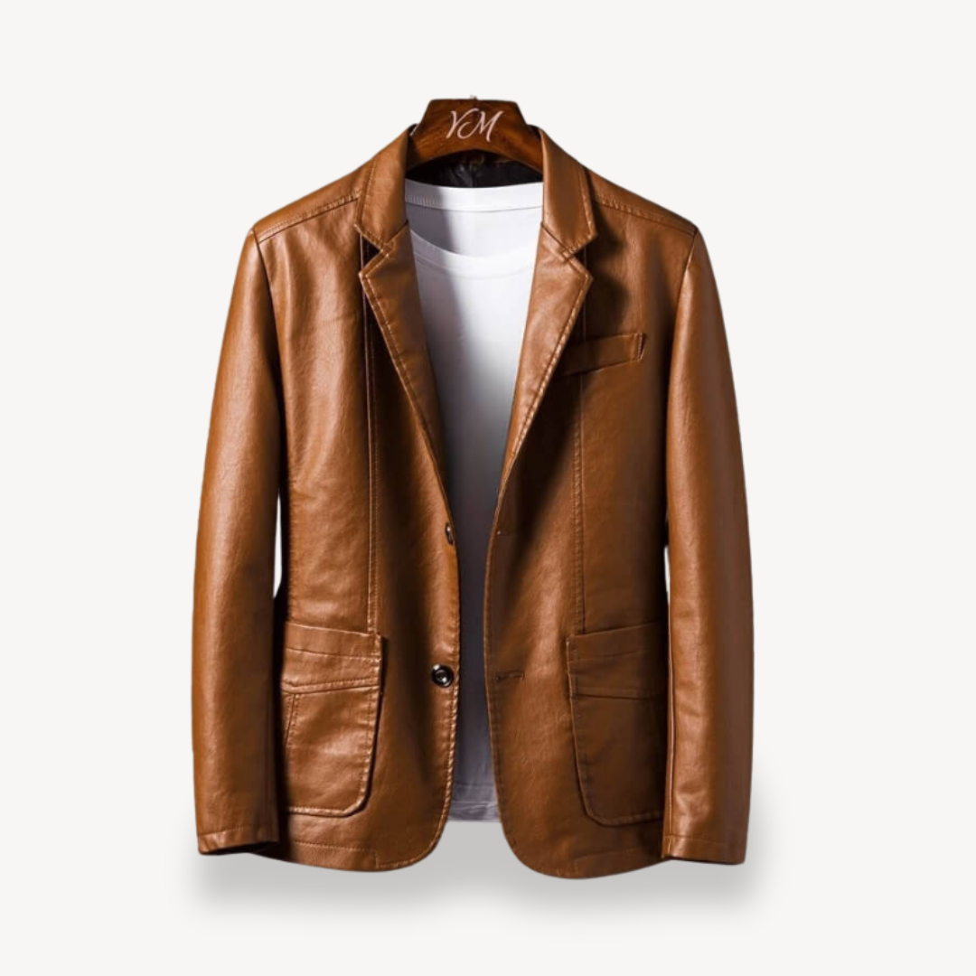 Men's Synthetic Leather Coat Jacket - OutfitLondon