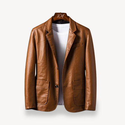 Men's Synthetic Leather Coat Jacket - OutfitLondon