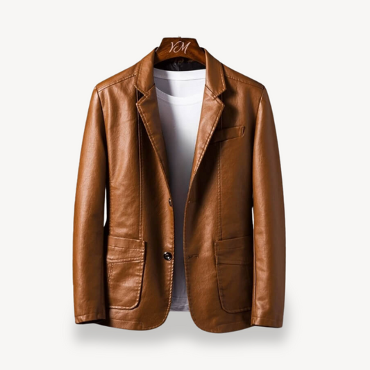 Men's Synthetic Leather Coat Jacket - OutfitLondon
