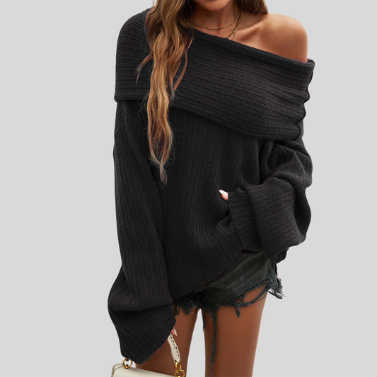 Casual Oversized Knit Crew Neck Sweater - OutfitLondon