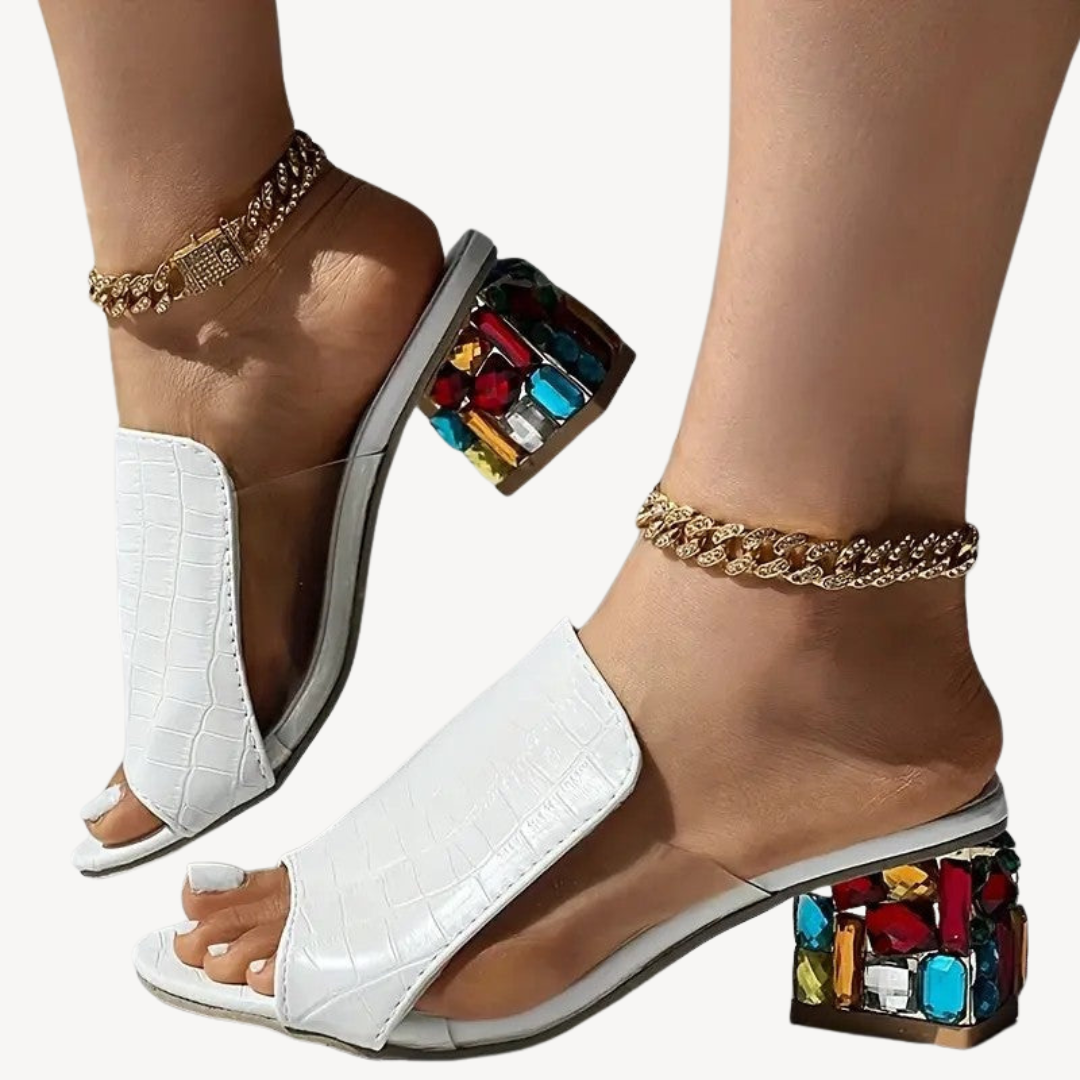 Comfortable Women's Sparkly Slip On Mules - OutfitLondon