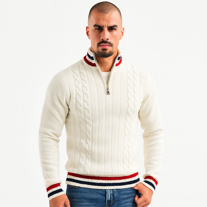 Men's Classic Breton Style Crew Neck Sweater - OutfitLondon